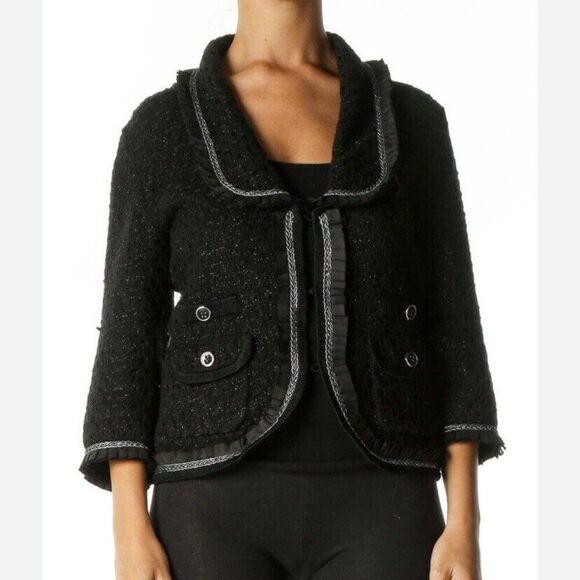 White House Black Market Jackets & Blazers - WHBM Sweater Blazer Size Medium Knit Shimmer Boucle
